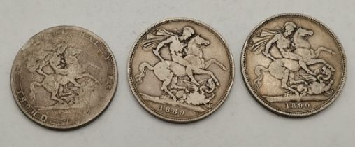 2 x victim crowns 18901889 and a Georgian coin