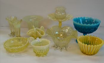 Victorian vaseline coloured glass pieces