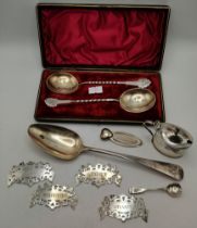 A small group of mixed silver and silver-plate