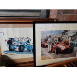 Framed photo of British Forumla One Drivers 1995 with autographs plus racing prints