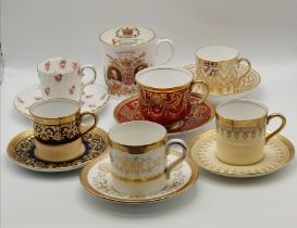 6 x pretty cups and saucers - Aynsley, Coalport and Shelley 1911 Coronation cup