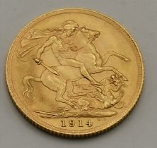 A George V full sovereign, 1914