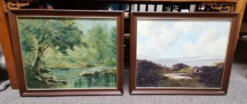 X2 Framed Signed Lewis Creighton oil painting - One of Rosedale North Yorkshire
