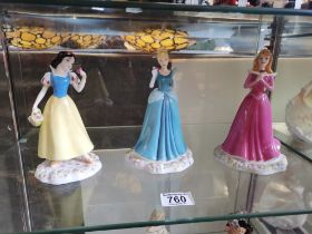 3 Royal Doulton Disney Princesses Cinderella DP1, Sleeping Beauty DP2 and Snow White DP5
