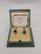 Classical Sapphire & Diamond circular cluster earrings