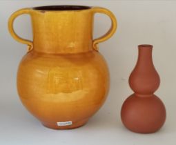 x2 Slipware vases one in Canary Yellow