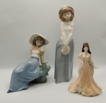 2 x NAO by Lladro figurines plus Coalport lady