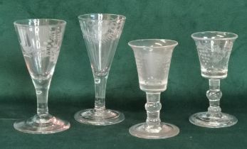 x4 Antique Etched Glasses