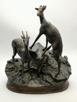 After Jules Moigniez (French, 1835-1894), a bronze model of two goats