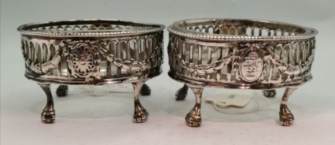 A pair of George III silver open salts