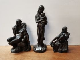A trio of Heredities bronzed figure groups