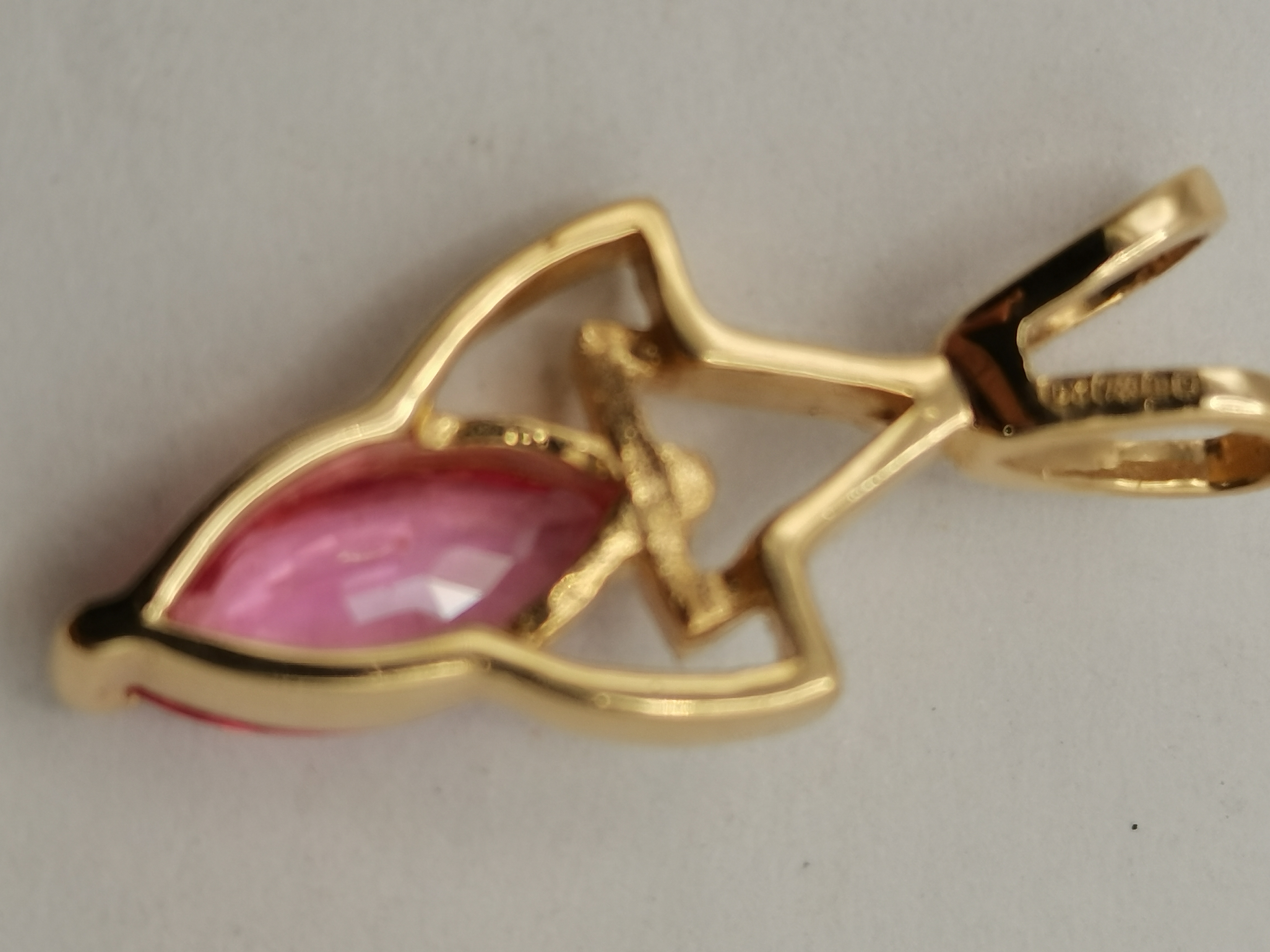 18ct yellow Gold & Ceylon Padparadscha Sapphire Pendant - Image 4 of 5