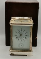 Silver plated Carriage Clock with box and key - for Silver Jubilee 1952 - 1977
