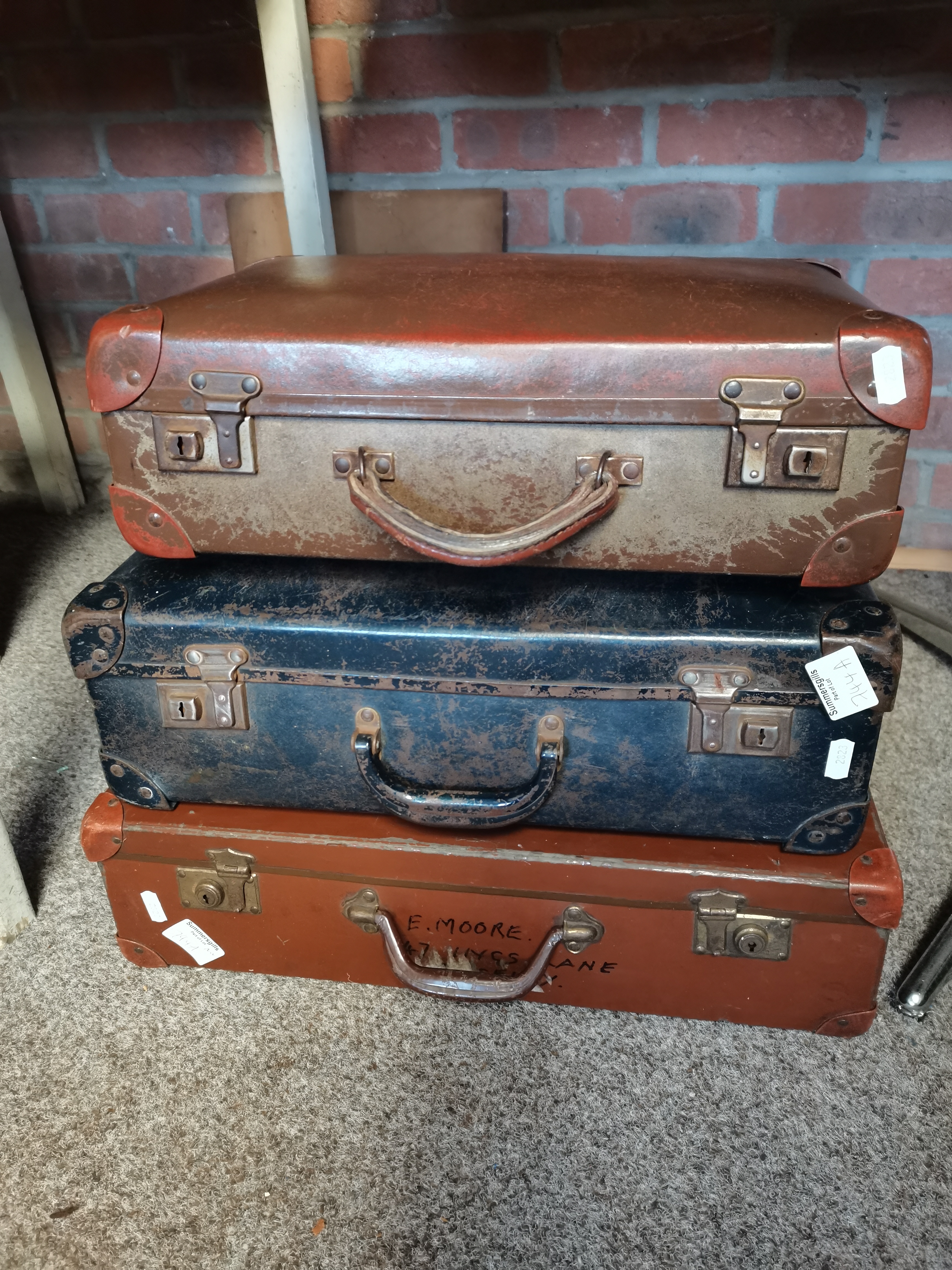 3 x small vintage suitcases - Image 2 of 3