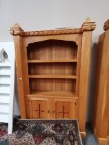 A Yorkshire oak custom made bookcase 2.3m high x 1