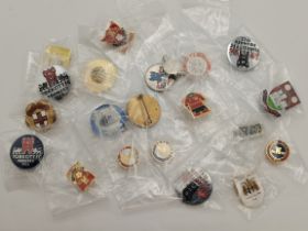 A selection of enamelled collectors football pin badges