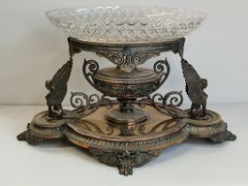 Silver Plated Centre Piece by Elkington & Co Late 1800's with family crest
