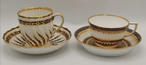 2 x early Crown Derby cups and saucers