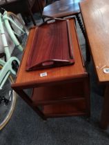 A G Plan style retro teak tea trolley and tray