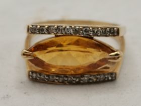 9ct Yellow Gold Citrine & Diamond ring