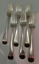 A set of six George III silver table forks