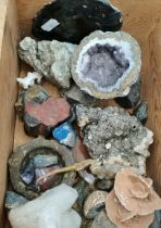 Wooden box with Mineral specimens