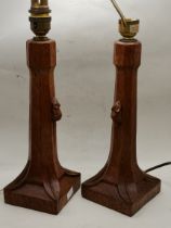 Robert Thompson, a pair of Mouseman table lamps