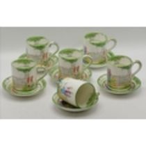 Royal Paragon China 6 piece coffee set - In Garden Gate Pattern