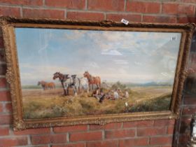 A beautiful watercolour of a farming scene 1m x 50