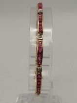 Ruby and Diamond Bracelet set in 9ct Yellow Gold