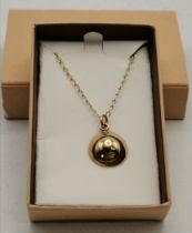 9ct yellow gold half domed sphere pendant on 9ct yellow gold