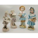 4 x Victorian bisque figure