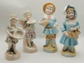 4 x Victorian bisque figure