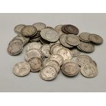 Sixty pre-1920 silver shillings