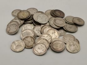 Sixty pre-1920 silver shillings