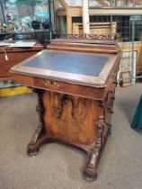 A Victorian inlaid walnut Davenport desk