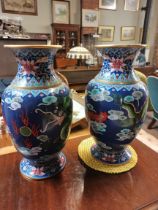 A large pair of Chinese cloisonné vases