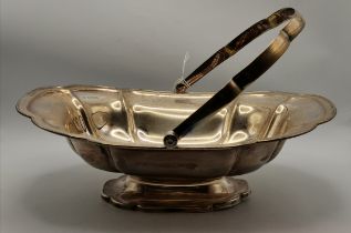 A George V silver swing-handled basket