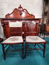 x2 Edwardian Mahogany Inlaid bedroom chairs with Tapestry seats