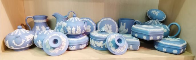 Large selection of Wedgwood Blue Jasperware