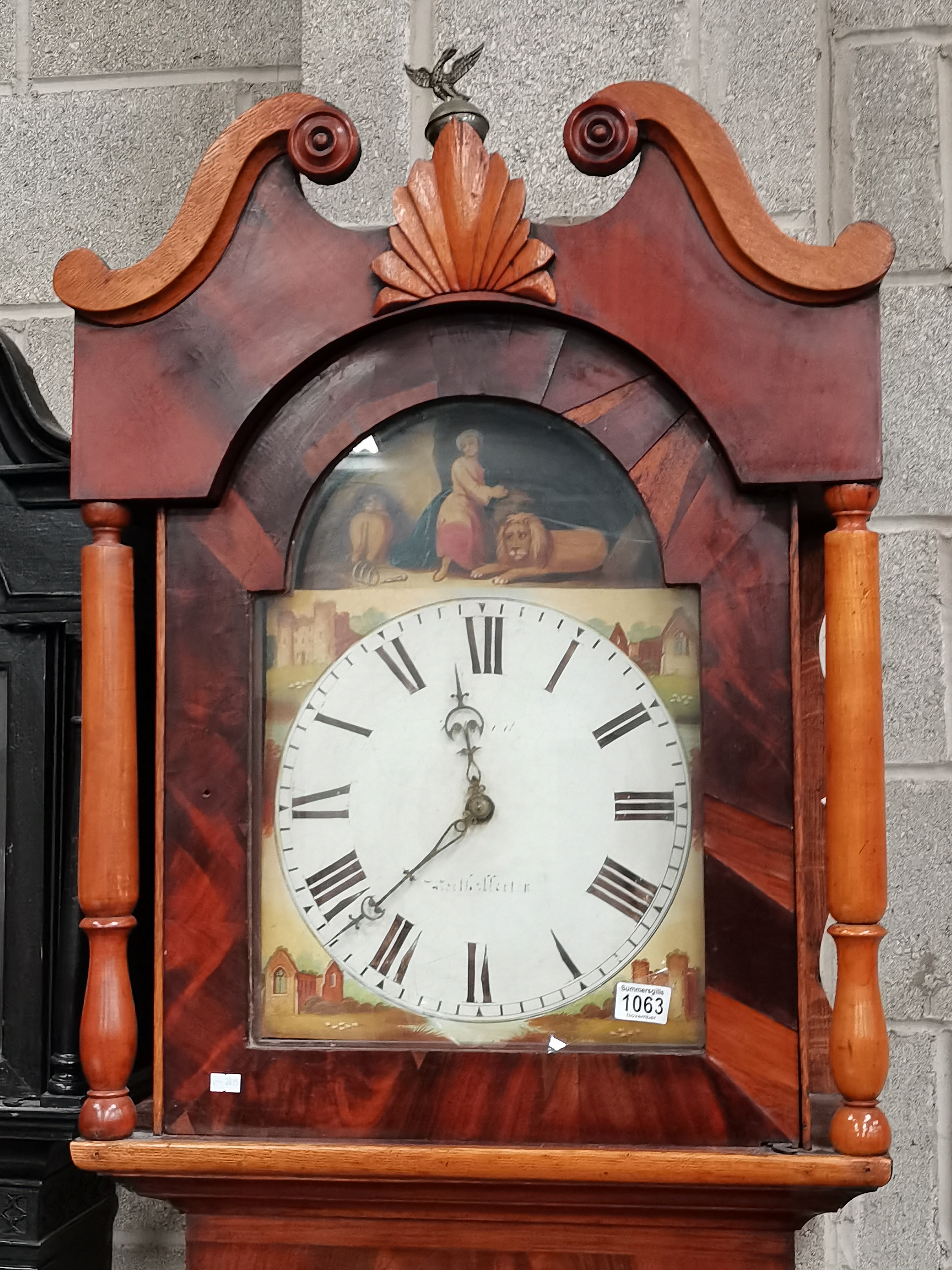 Late Georgian Oak and Mahogany Grandfather clock with key - Image 2 of 2