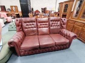 Wing Back Chesterfield Tan Leather 3 seater sofa