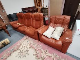 Retro leather 3 seater and chair stressless style