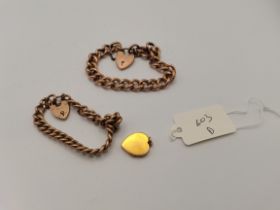 2 x 9ct gold bracelets with padlocks plus 1 padlock 29.7g