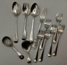 A small group of silver flatware, Georgian and later