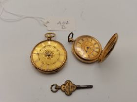 2 x 18k gold ladies pocket watches 90g glass missing on one