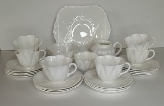 Vintage Shelley Dainty White 'Tete-a-Tete' Porcelain Tea