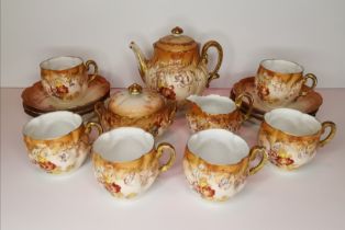 Antique M Redon Limoges Tea set with Gold Gilt decoration