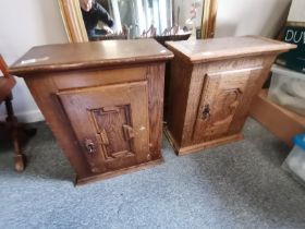 A near pair of Antique oak carved cupboards, Swedish