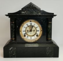 An American marble mantel clock, late 19th Century